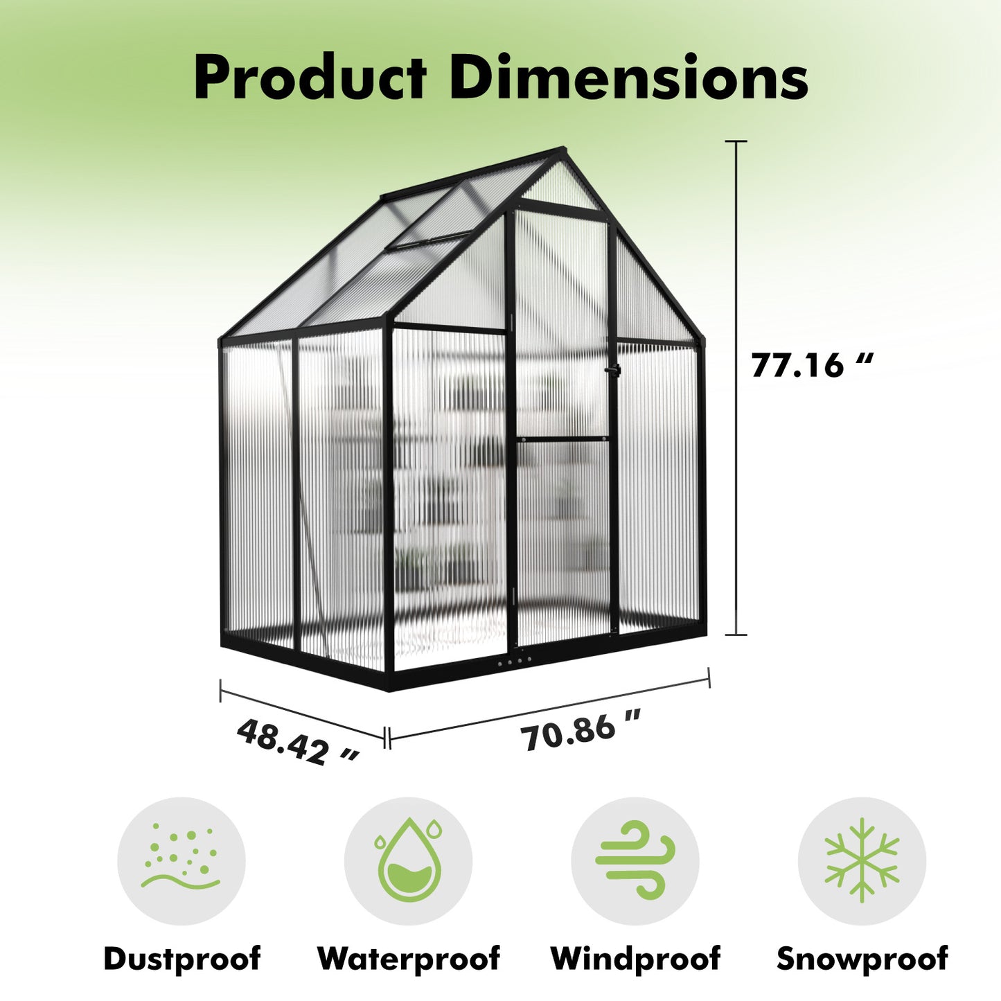 6×4FT Green Houses for Outside, Large Walk-in Greenhouse for Outdoors and Winter Garden Planting, Enhanced Aluminum Greenhouse Kit Withstands Strong Wind or Heavy Snow to Protect Vegetable or Plants