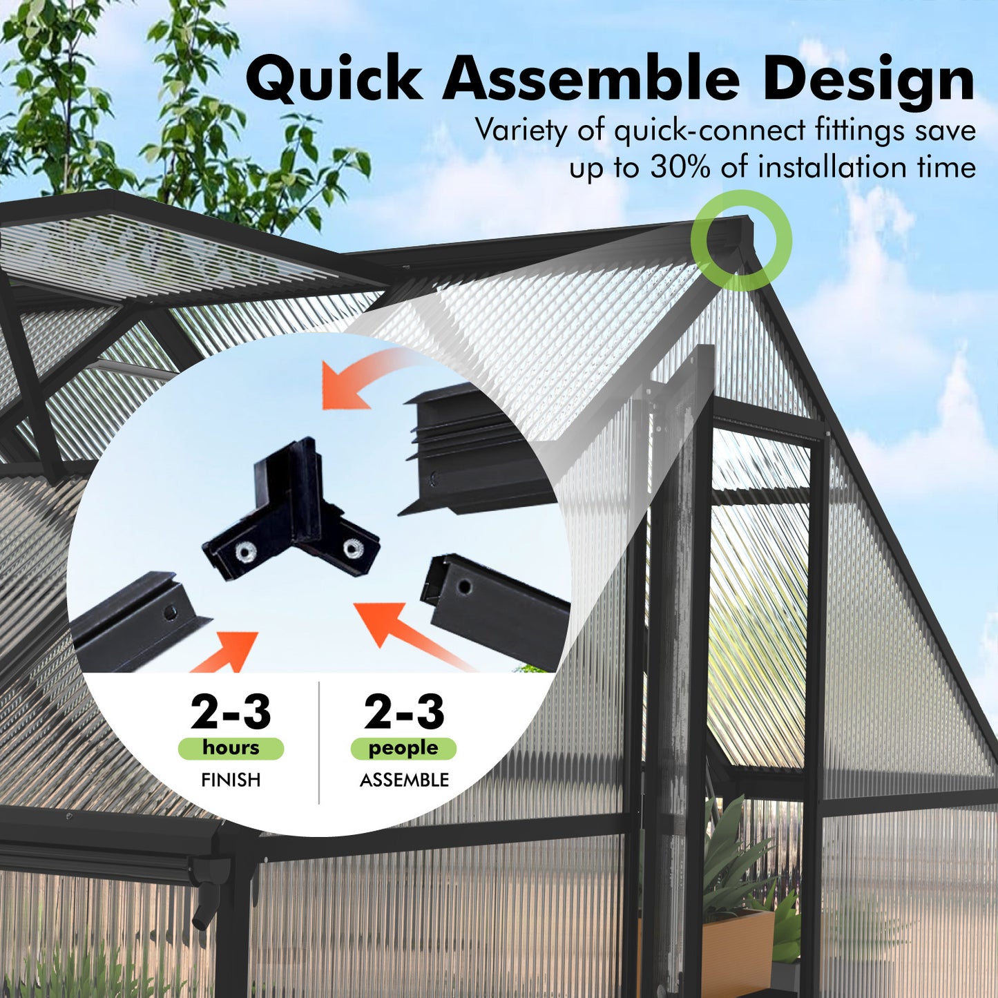 8×14FT Heavy Duty Greenhouse, Large Walk-in Green Houses for Outside and Winter Garden Planting, Enhanced Aluminum Greenhouse Kit Withstands Strong Wind or Heavy Snow to Protect Vegetables or Plants