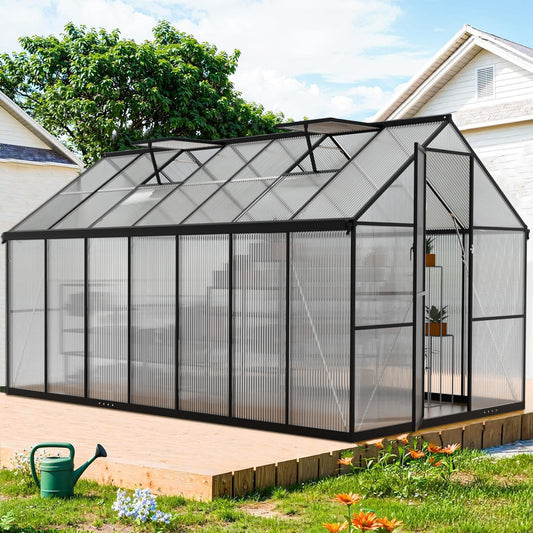 8×14FT Heavy Duty Greenhouse, Large Walk-in Green Houses for Outside and Winter Garden Planting, Enhanced Aluminum Greenhouse Kit Withstands Strong Wind or Heavy Snow to Protect Vegetables or Plants