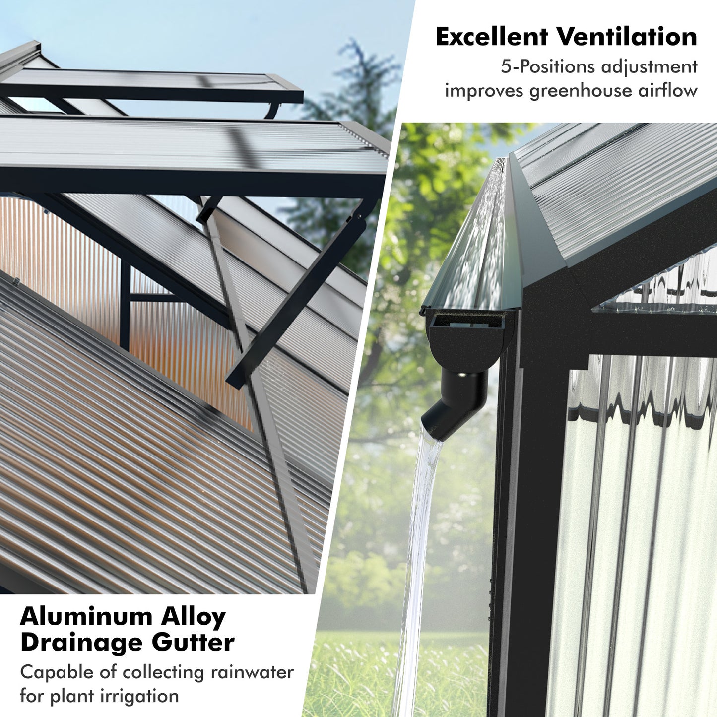 8×10FT Green Houses for Outside, Large Walk-in Greenhouse for Outdoors and Winter Garden Planting, Enhanced Aluminum Greenhouse Kit Withstands Strong Wind or Heavy Snow to Protect Vegetable or Plants