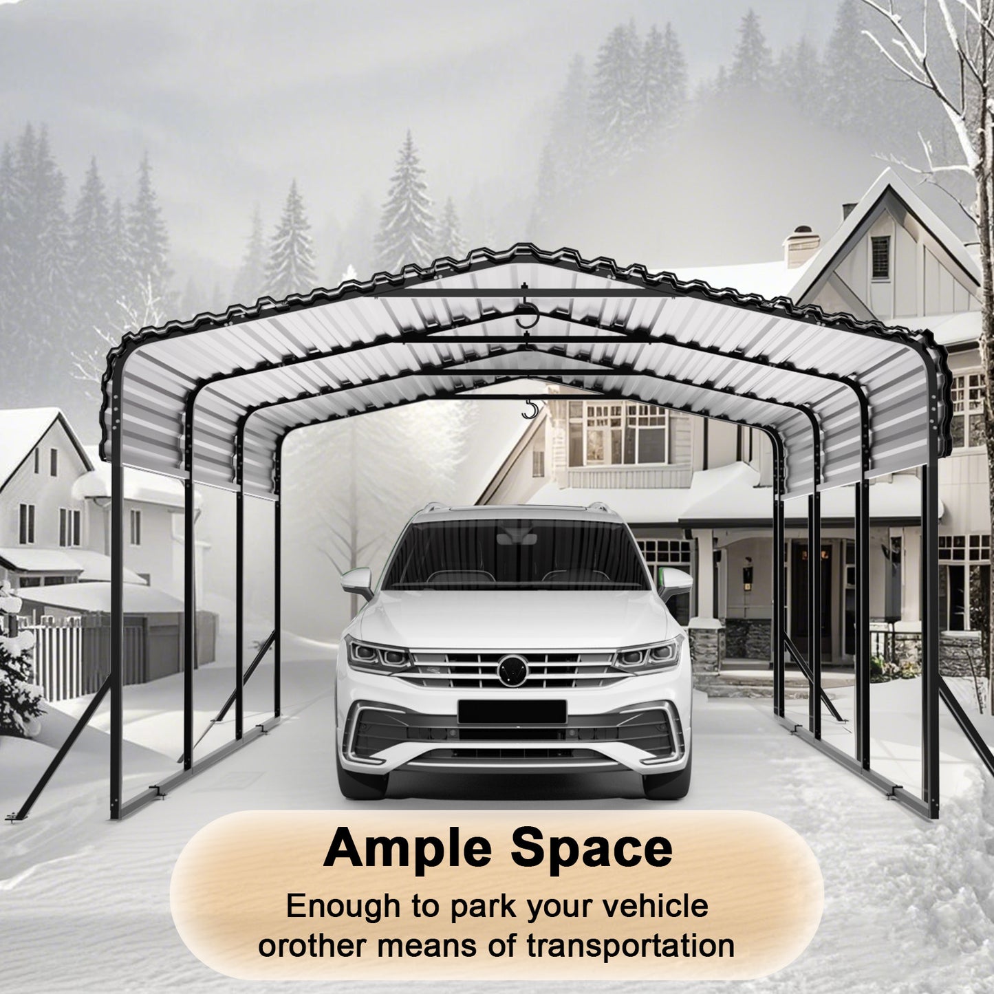 10x15FT Metal Carport, Heavy Duty Car Port Canopy with Aluminum Alloy Roof and Frame, Extra Large Carports Withstand Strong Wind or Heavy Rain, Suitable for Parking Pickup, Boat, Car, and Tractor