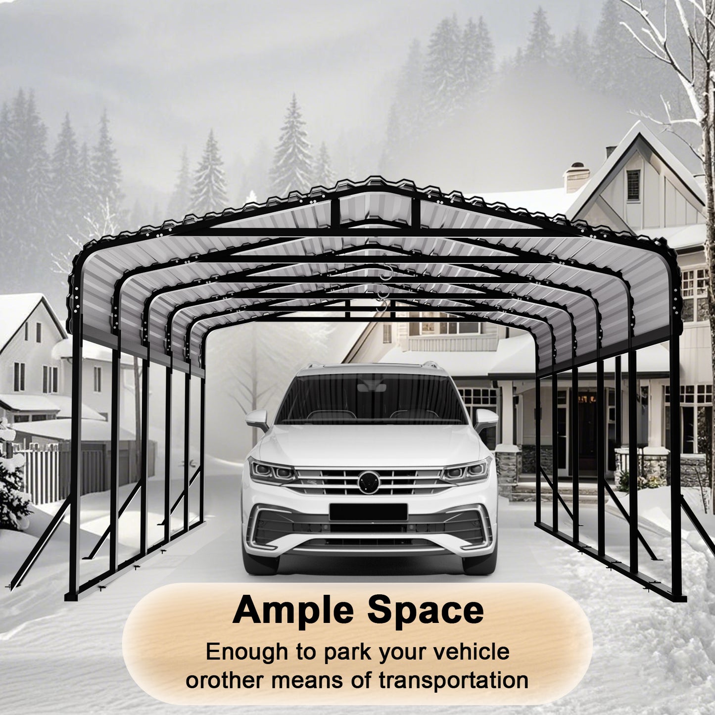 12x25FT Metal Carport, Heavy Duty Car Port Canopy with Aluminum Alloy Roof and Frame, Extra Large Carports Withstand Strong Wind or Heavy Rain, Suitable for Parking Pickup, Boat, Car, and Tractor