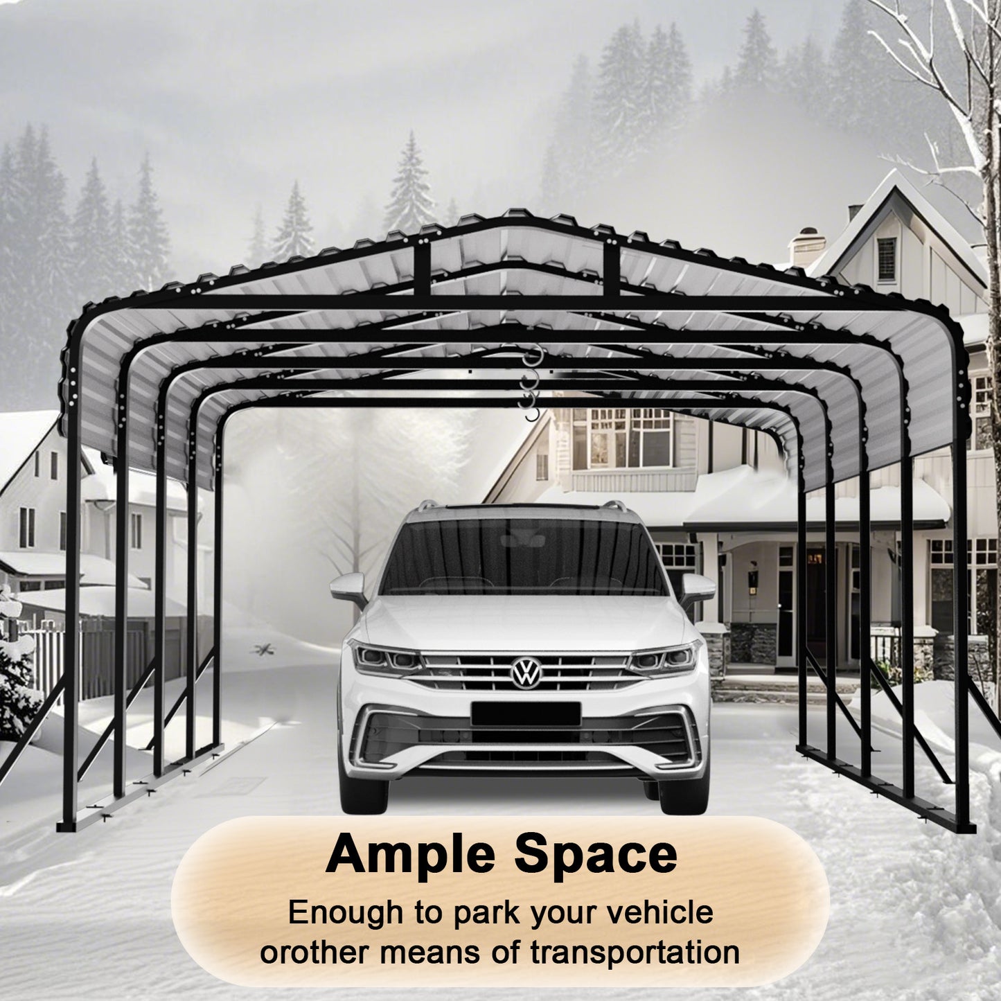 12x20FT Metal Carport, Heavy Duty Car Port Canopy with Aluminum Alloy Roof and Frame, Extra Large Carports Withstand Strong Wind or Heavy Rain, Suitable for Parking Pickup, Boat, Car, and Tractor
