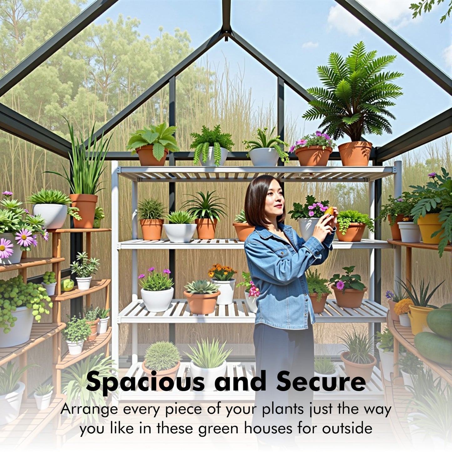 6×8FT Green Houses for Outside, Large Walk-in Greenhouse for Outdoors and Winter Garden Planting, Enhanced Aluminum Greenhouse Kit Withstands Strong Wind or Heavy Snow to Protect Vegetable or Plants