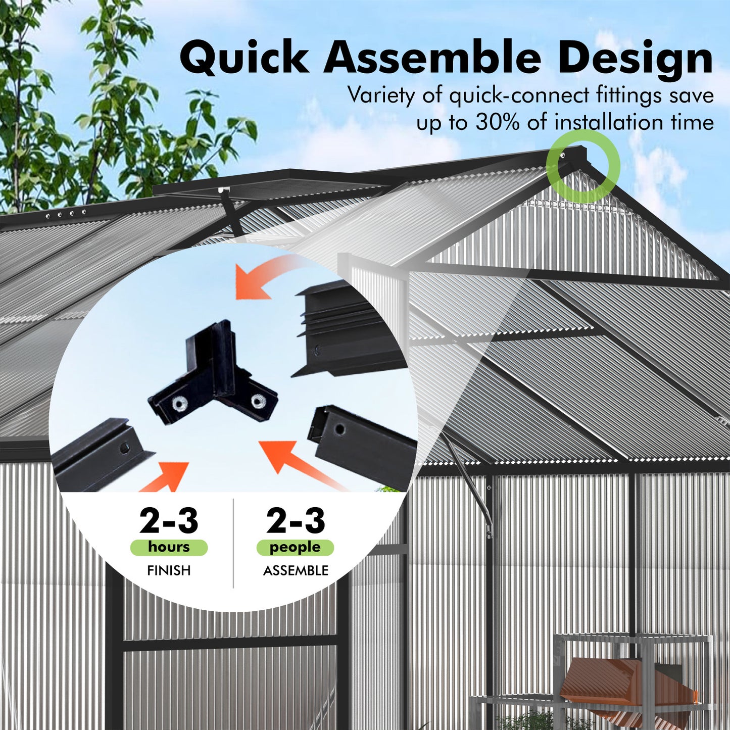 10×12FT Green Houses for Outside, Large Walk-in Greenhouse for Outdoors and Winter Garden Planting, Enhanced Aluminum Greenhouse Kit Withstands Strong Wind or Heavy Snow to Protect Vegetable or Plants