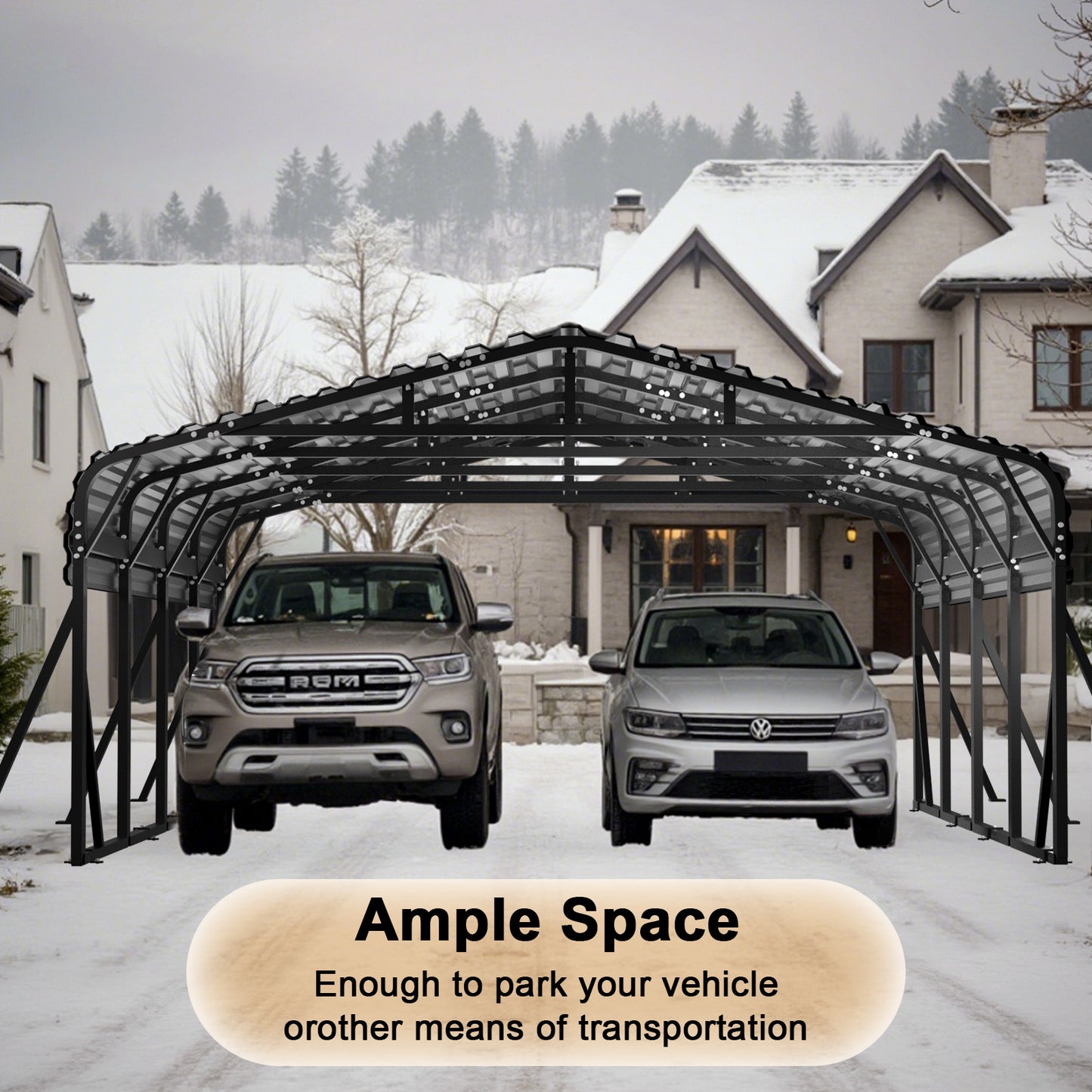 20x20FT Metal Carport, Heavy Duty Car Port Canopy with Aluminum Alloy Roof and Frame, Extra Large Carports Withstand Strong Wind or Heavy Rain, Suitable for Parking Pickup, Boat, Car, and Tractor