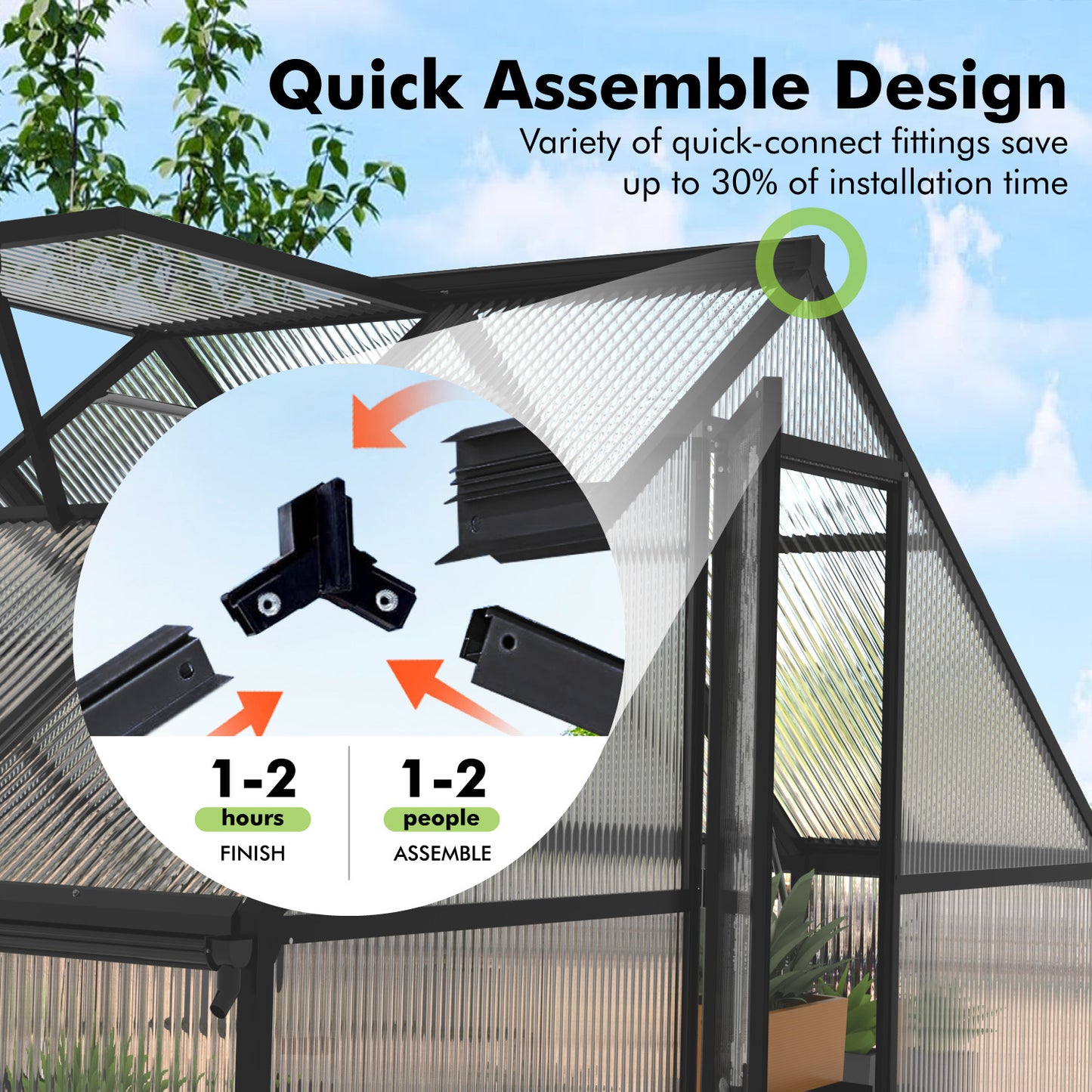 6×4FT Green Houses for Outside, Large Walk-in Greenhouse for Outdoors and Winter Garden Planting, Enhanced Aluminum Greenhouse Kit Withstands Strong Wind or Heavy Snow to Protect Vegetable or Plants