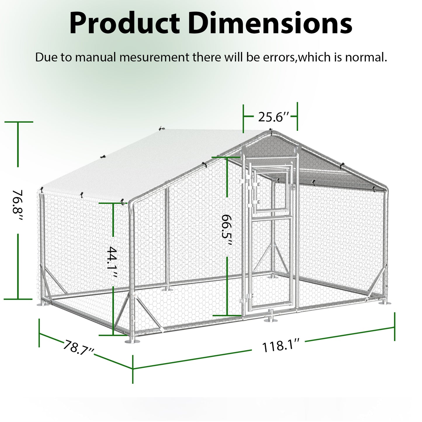 Metal Chicken Coop with Waterproof Cover, Large Walk-in Poultry Run for Backyard, Reinforced Frame with Perch Ladder for Chickens, Ducks & Small Pets, 9.8x6.5x6.4FT