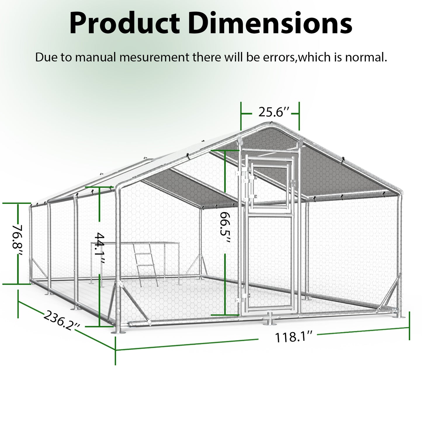Metal Chicken Coop with Waterproof Cover, Large Metal Chicken Coop with Platform Ladder, Outdoor Chicken Run with Waterproof & UV-Resistant Cover, Reinforced Frame Pen for Chickens, Ducks & Small Pets, 9.8x19.7x6.4FT