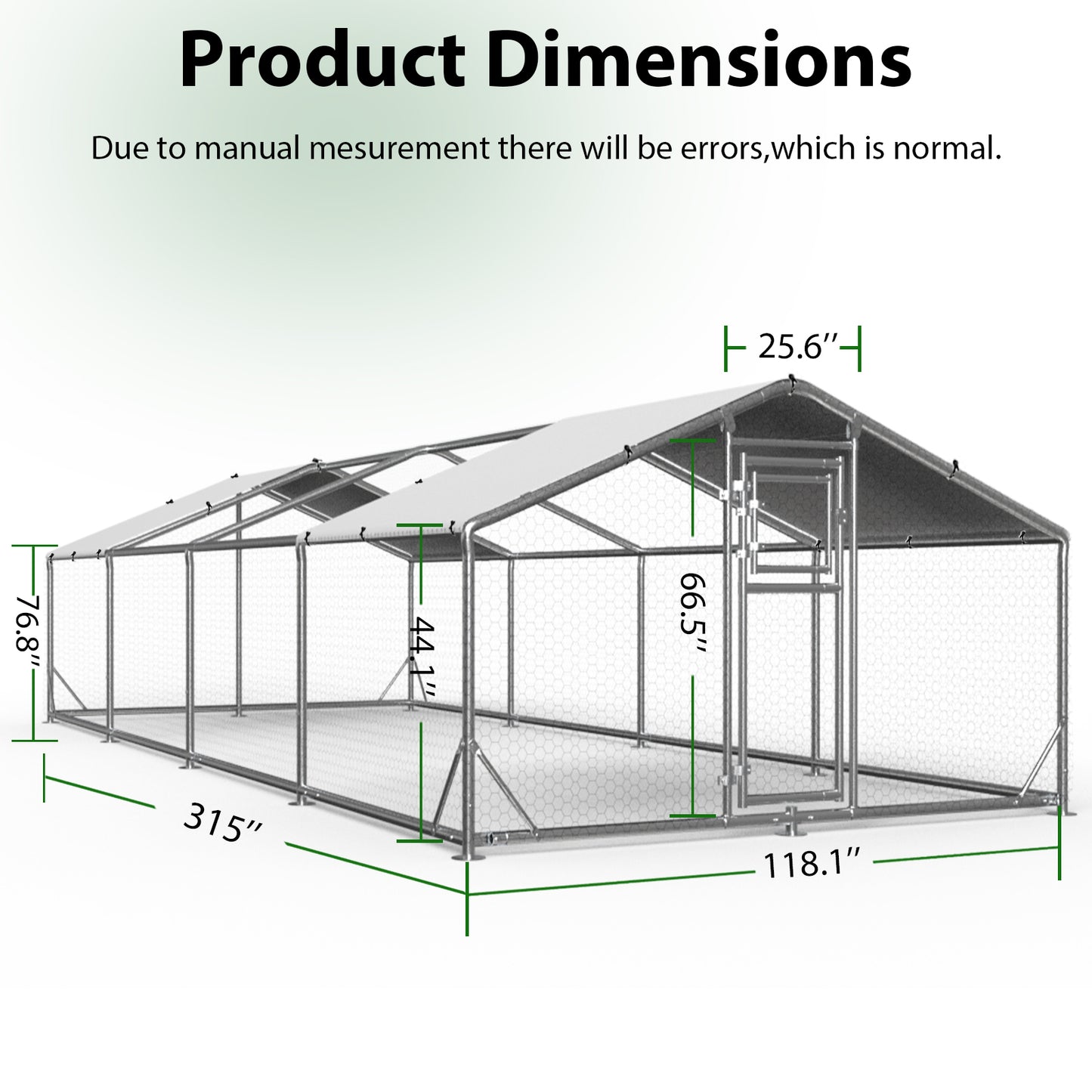 Metal Chicken Coop with Waterproof Cover, Large Walk-in Poultry Run for Backyard, Reinforced Frame with Perch Ladder for Chickens, Ducks & Small Pets, 9.8x26.2x6.4FT