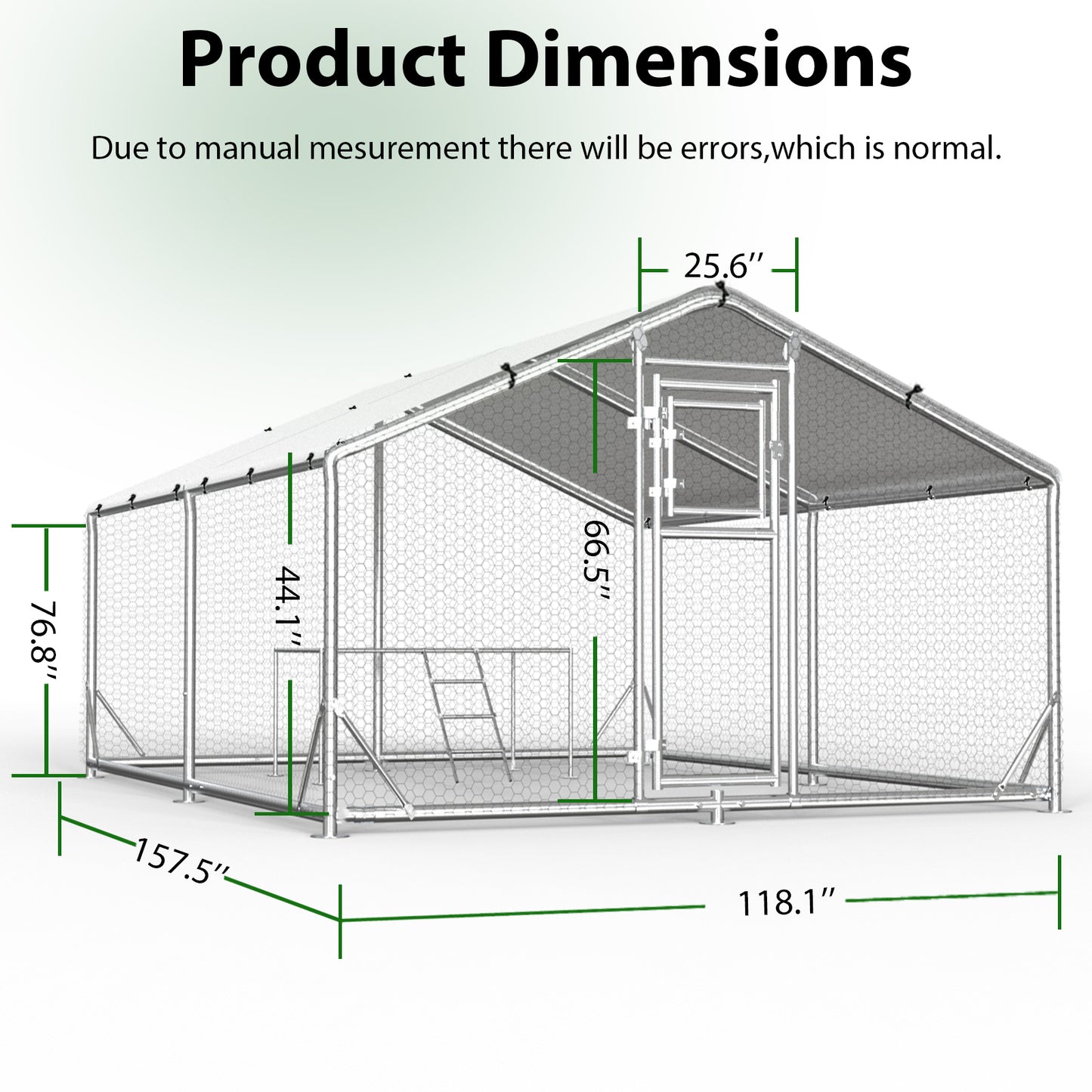 Metal Chicken Coop with Waterproof Cover, Large Walk-in Chicken Run for Backyard, Reinforced Frame Poultry Pen with Platform Ladder for Chickens, Ducks & Small Pets, 9.8x13.1x6.4FT