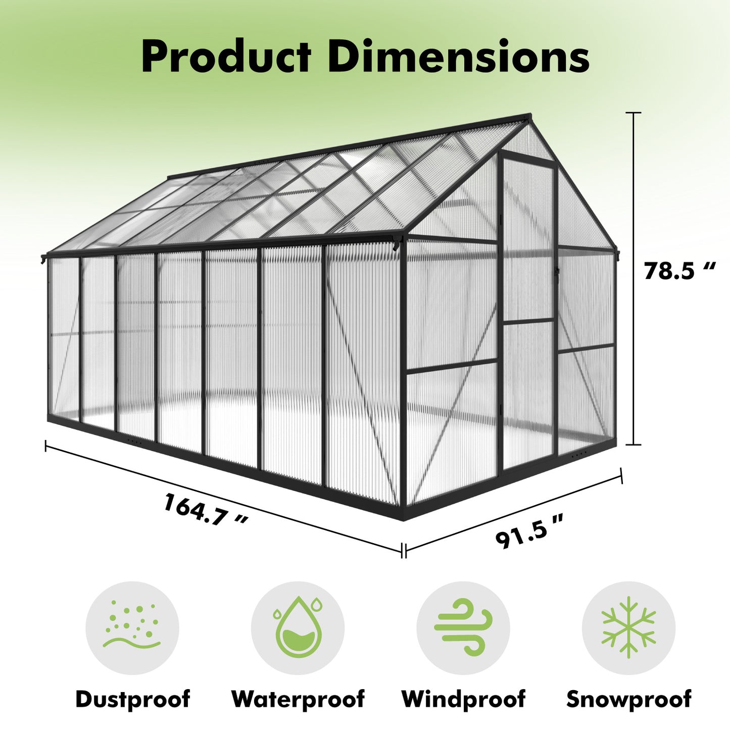 8×14FT Heavy Duty Greenhouse, Large Walk-in Green Houses for Outside and Winter Garden Planting, Enhanced Aluminum Greenhouse Kit Withstands Strong Wind or Heavy Snow to Protect Vegetables or Plants