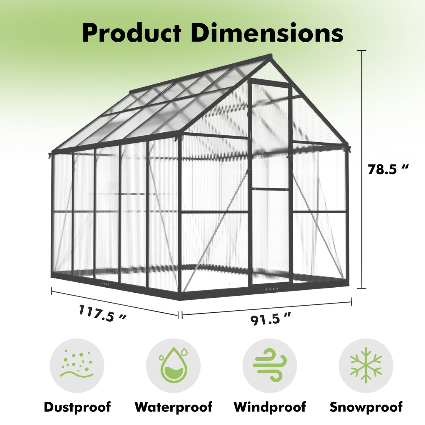 8×10FT Green Houses for Outside, Large Walk-in Greenhouse for Outdoors and Winter Garden Planting, Enhanced Aluminum Greenhouse Kit Withstands Strong Wind or Heavy Snow to Protect Vegetable or Plants
