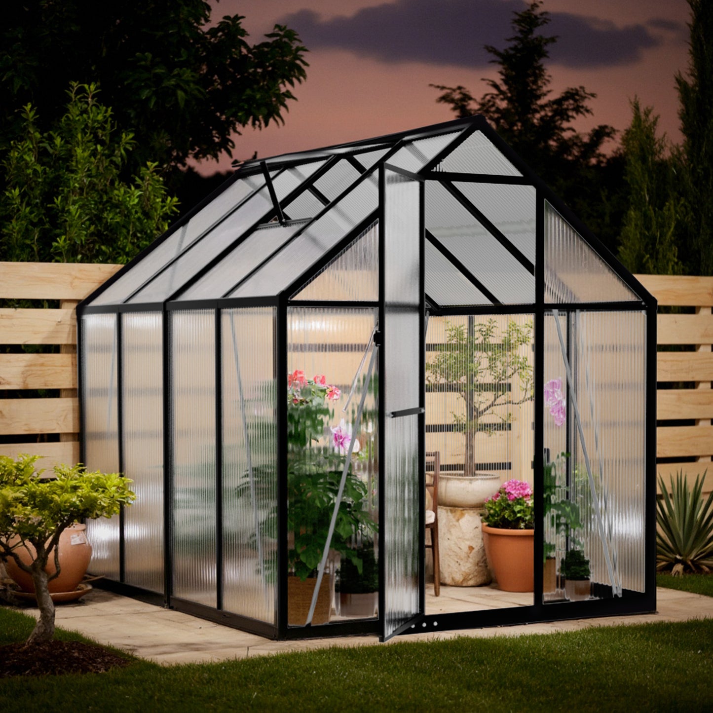 6×8FT Green Houses for Outside, Large Walk-in Greenhouse for Outdoors and Winter Garden Planting, Enhanced Aluminum Greenhouse Kit Withstands Strong Wind or Heavy Snow to Protect Vegetable or Plants
