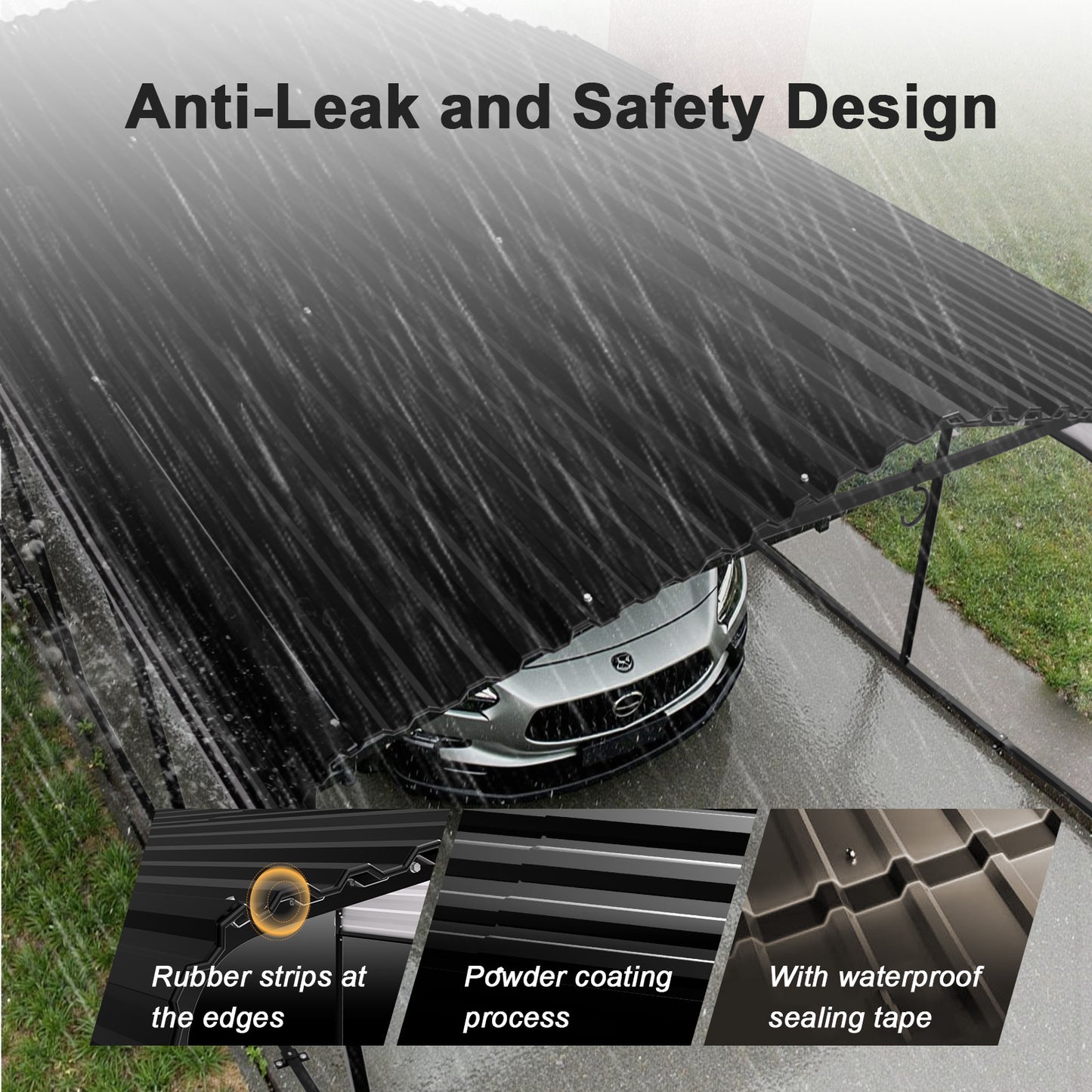 10x15FT Metal Carport, Heavy Duty Car Port Canopy with Aluminum Alloy Roof and Frame, Extra Large Carports Withstand Strong Wind or Heavy Rain, Suitable for Parking Pickup, Boat, Car, and Tractor