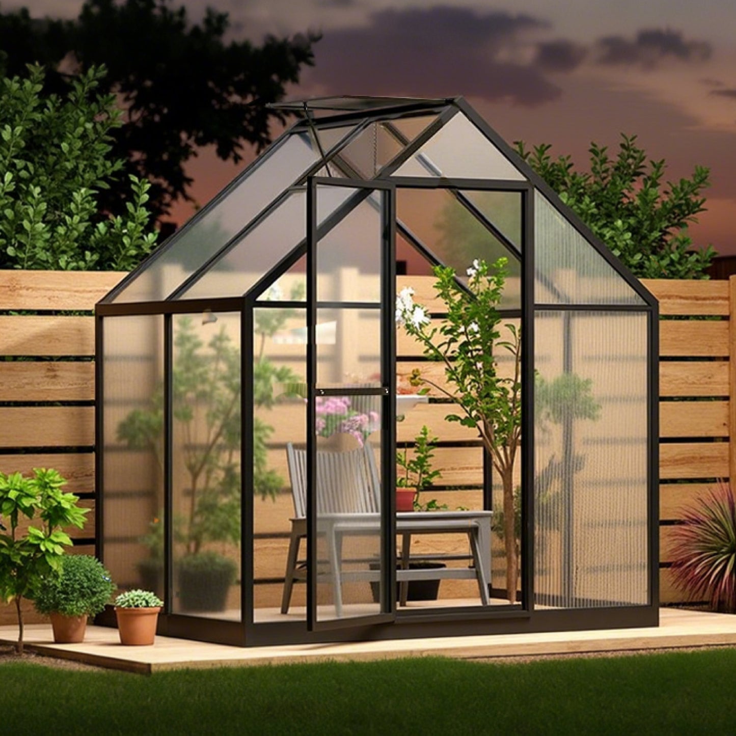 6×4FT Green Houses for Outside, Large Walk-in Greenhouse for Outdoors and Winter Garden Planting, Enhanced Aluminum Greenhouse Kit Withstands Strong Wind or Heavy Snow to Protect Vegetable or Plants