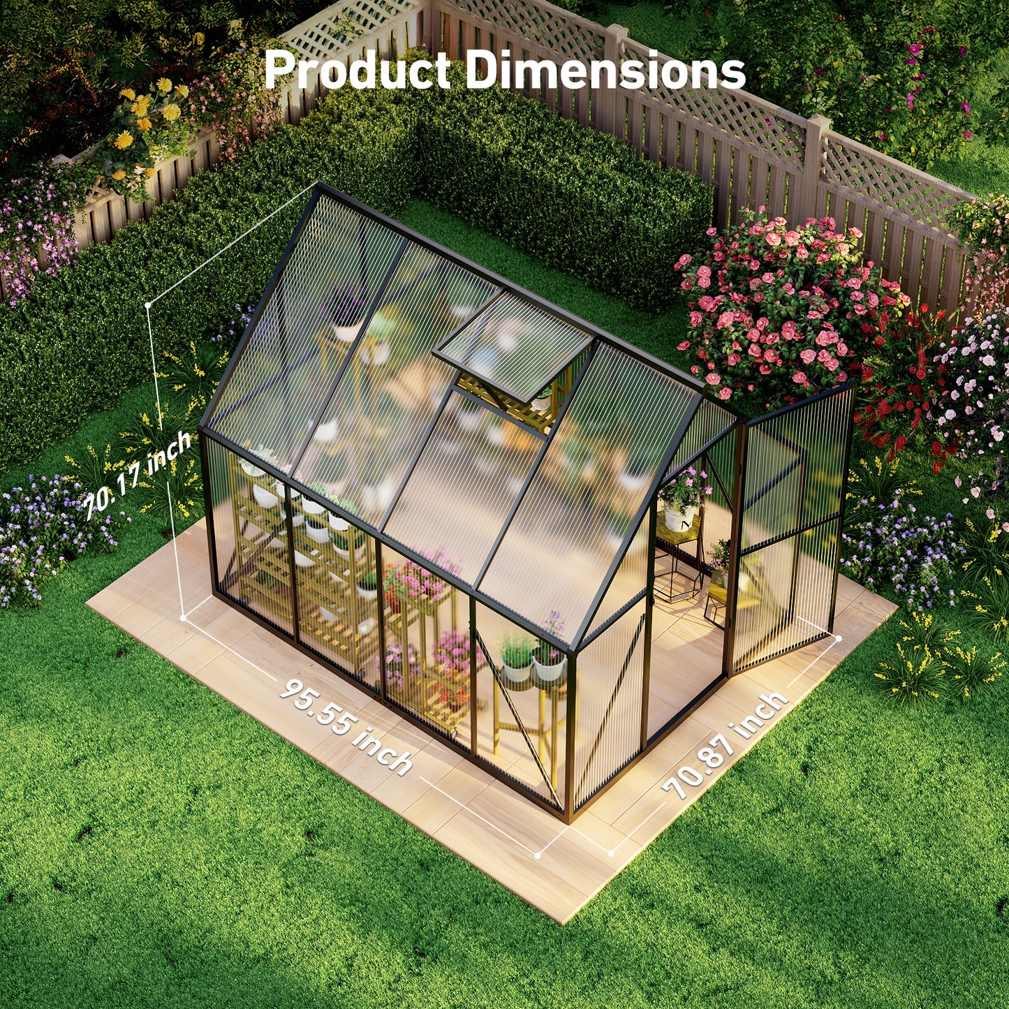 6×8FT Outdoor Walk-in Greenhouse, Heavy-Duty Polycarbonate Greenhouse with Reinforced Aluminum Frame for Garden, Backyard, or Winter Planting