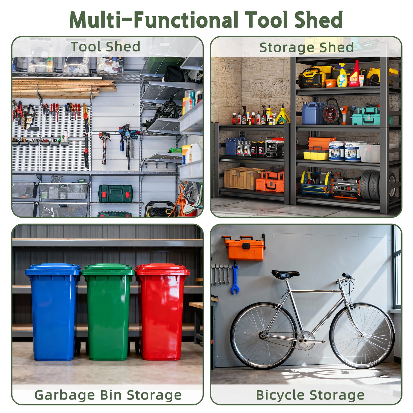 6x8FT Resin Outdoor Storage Shed with Floor, All-Weather Waterproof Plastic Garden Shed for Backyard, Heavy-Duty Storage Shed for Tools, Bikes & Lawn Equipment