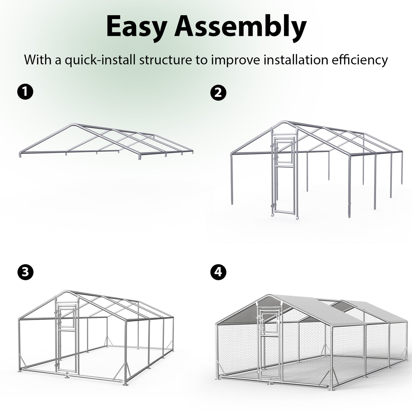 Metal Chicken Coop with Waterproof Cover, Large Metal Chicken Coop with Platform Ladder, Outdoor Chicken Run with Waterproof & UV-Resistant Cover, Reinforced Frame Pen for Chickens, Ducks & Small Pets, 9.8x19.7x6.4FT