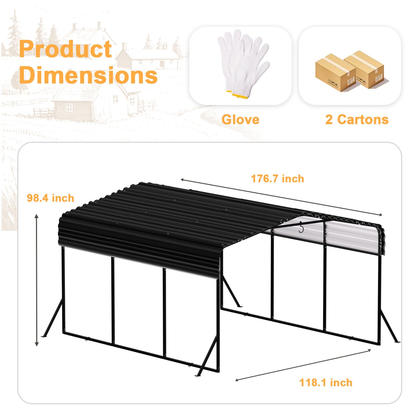 10x15FT Metal Carport, Heavy Duty Car Port Canopy with Aluminum Alloy Roof and Frame, Extra Large Carports Withstand Strong Wind or Heavy Rain, Suitable for Parking Pickup, Boat, Car, and Tractor