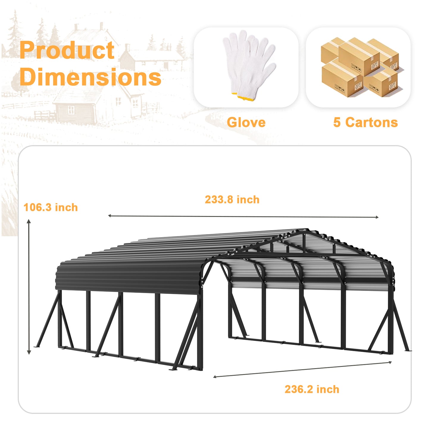 20x20FT Metal Carport, Heavy Duty Car Port Canopy with Aluminum Alloy Roof and Frame, Extra Large Carports Withstand Strong Wind or Heavy Rain, Suitable for Parking Pickup, Boat, Car, and Tractor