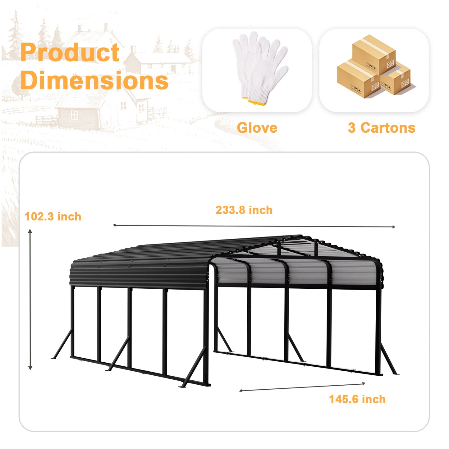 12x20FT Metal Carport, Heavy Duty Car Port Canopy with Aluminum Alloy Roof and Frame, Extra Large Carports Withstand Strong Wind or Heavy Rain, Suitable for Parking Pickup, Boat, Car, and Tractor