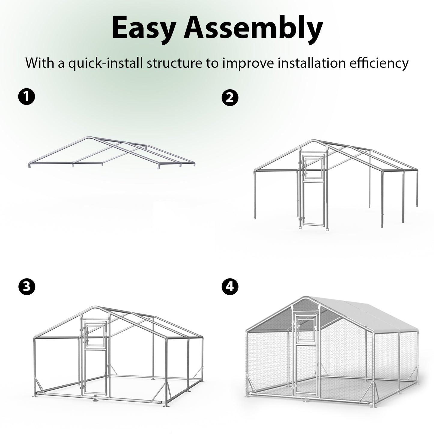 Metal Chicken Coop with Waterproof Cover, Large Walk-in Chicken Run for Backyard, Reinforced Frame Poultry Pen with Platform Ladder for Chickens, Ducks & Small Pets, 9.8x13.1x6.4FT