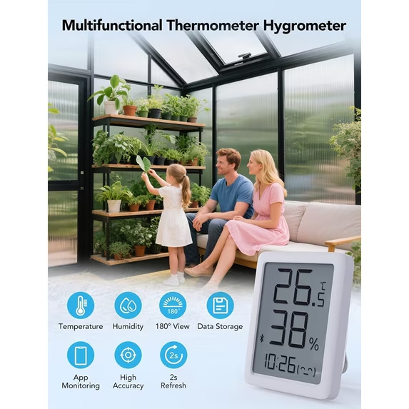 Sylviera 8x12ft Outdoor Walk-in Greenhouse with Thermometer Hygrometer, Heavy-Duty Polycarbonate Green House with Reinforced Aluminum Frame for Garden, Backyard, and Winter Planting