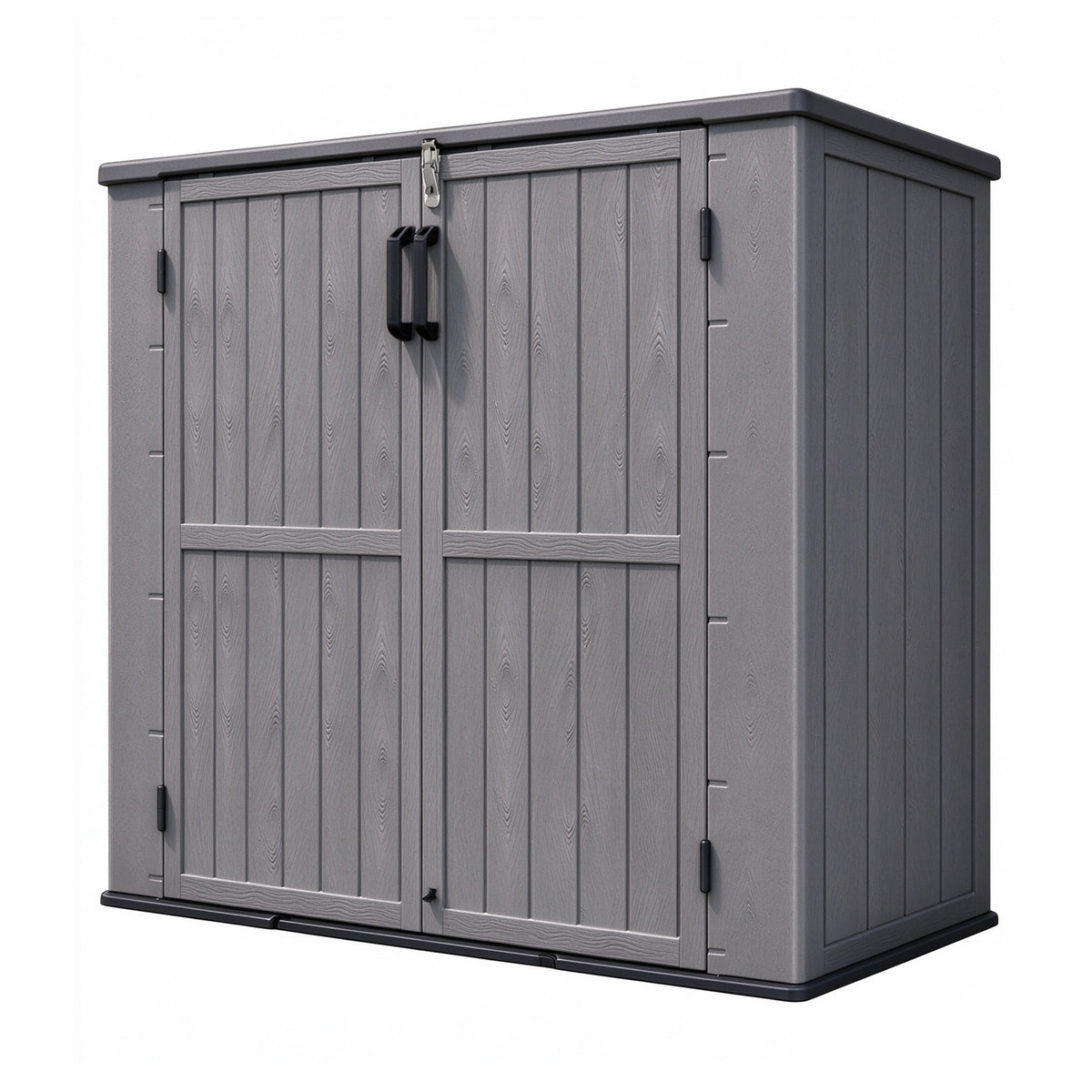 Sylviera 40 Cu.ft Vertical Resin Outdoor Storage Shed with Floor, No Partition Boards, Waterproof Lockable Tool Cabinet for Garden & Pool, Brown, Gray