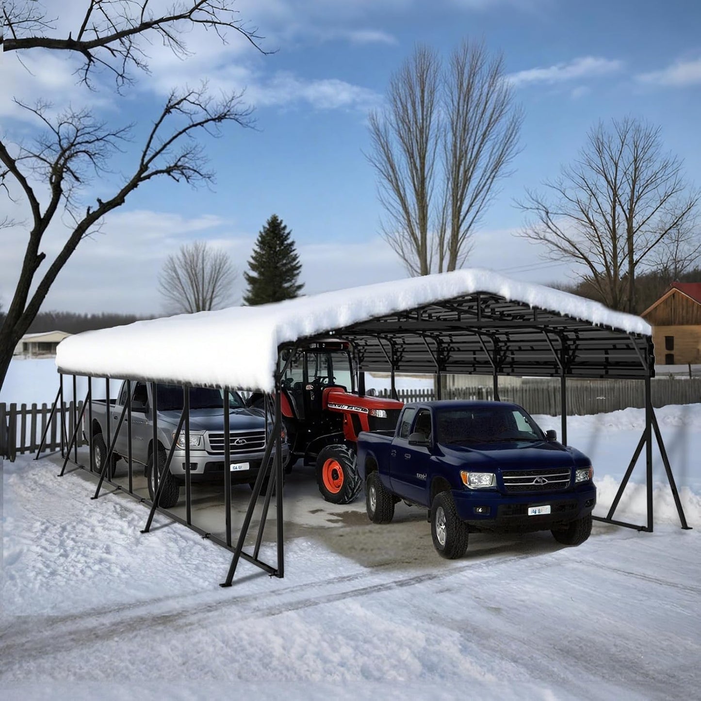 20x40FT Heavy-Duty Metal Carport, Outdoor Car port Canopy with Reinforced Iron Frame, All-Weather Shelter for Cars, Trucks & Boats, Easy Assembly