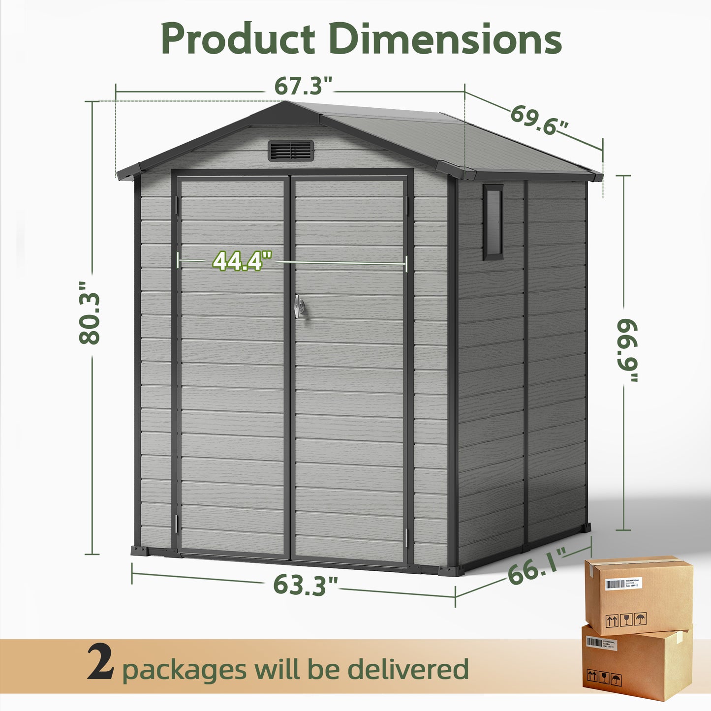 6x6FT Resin Outdoor Storage Shed with Floor, All-Weather Waterproof Plastic Garden Shed for Backyard, Heavy-Duty Storage Shed for Tools, Bikes & Lawn Equipment