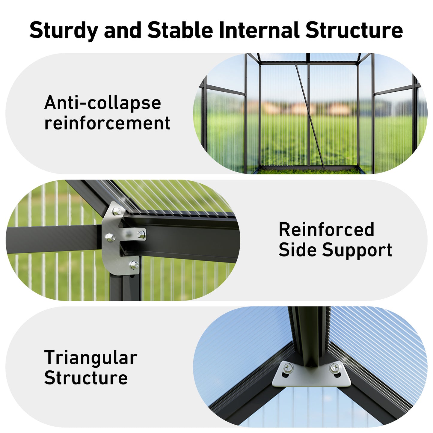 6×4FT Outdoor Walk-in Greenhouse with Thermometer Hygrometer, Heavy-Duty Polycarbonate Greenhouse with Reinforced Aluminum Frame for Garden, Backyard, or Winter Planting