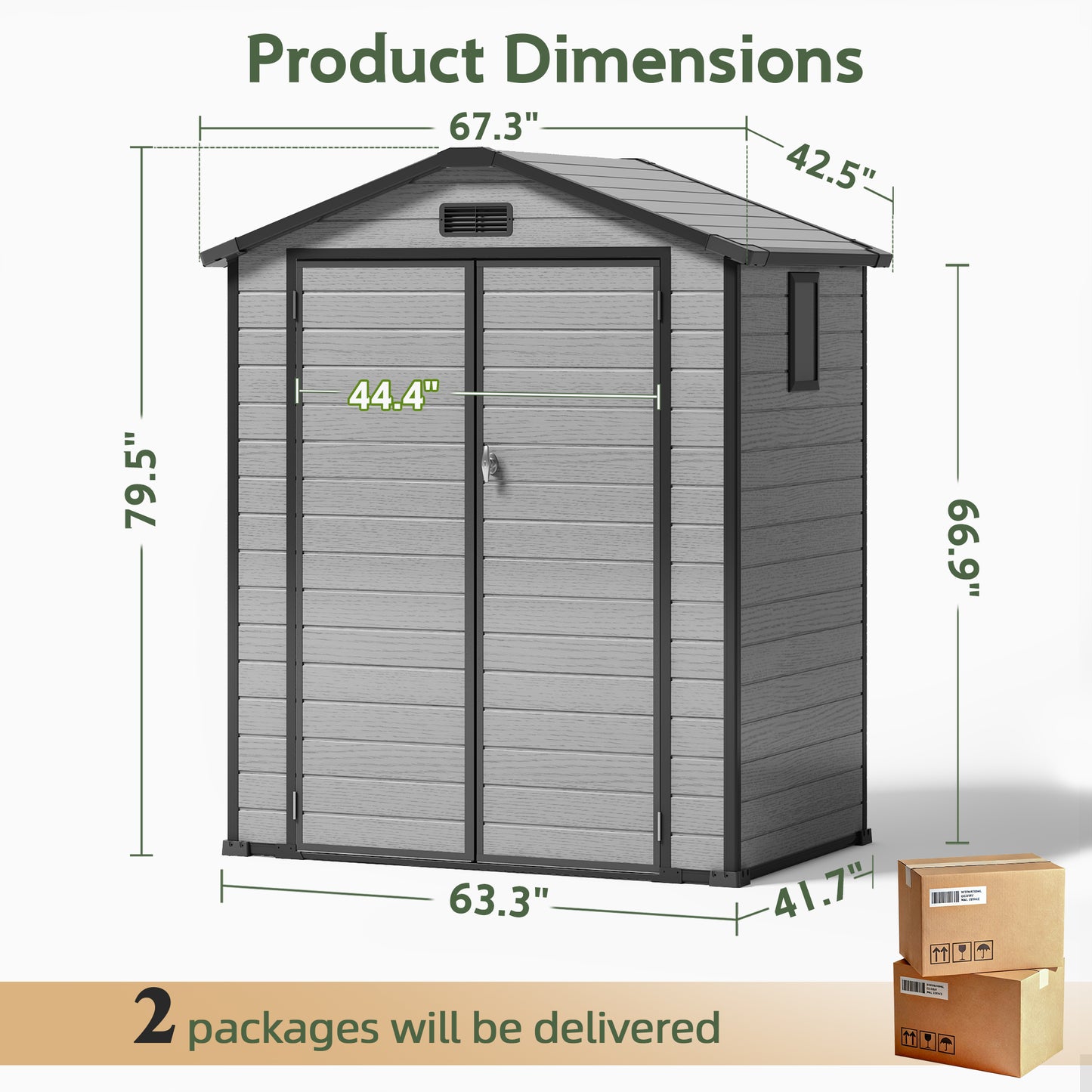 6x4FT Resin Outdoor Storage Shed with Floor, All-Weather Waterproof Plastic Garden Shed for Backyard, Heavy-Duty Storage Shed for Tools, Bikes & Lawn Equipment