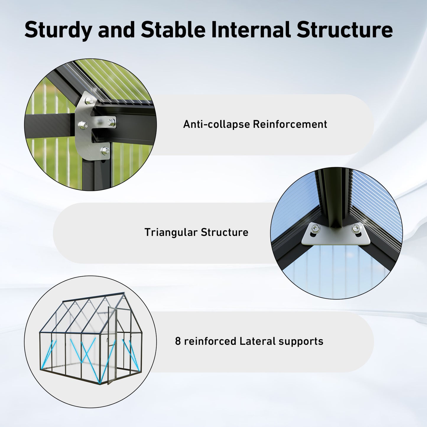 6×8FT Outdoor Walk-in Greenhouse with Thermometer Hygrometer, Heavy-Duty Polycarbonate Greenhouse with Reinforced Aluminum Frame for Garden, Backyard, or Winter Planting