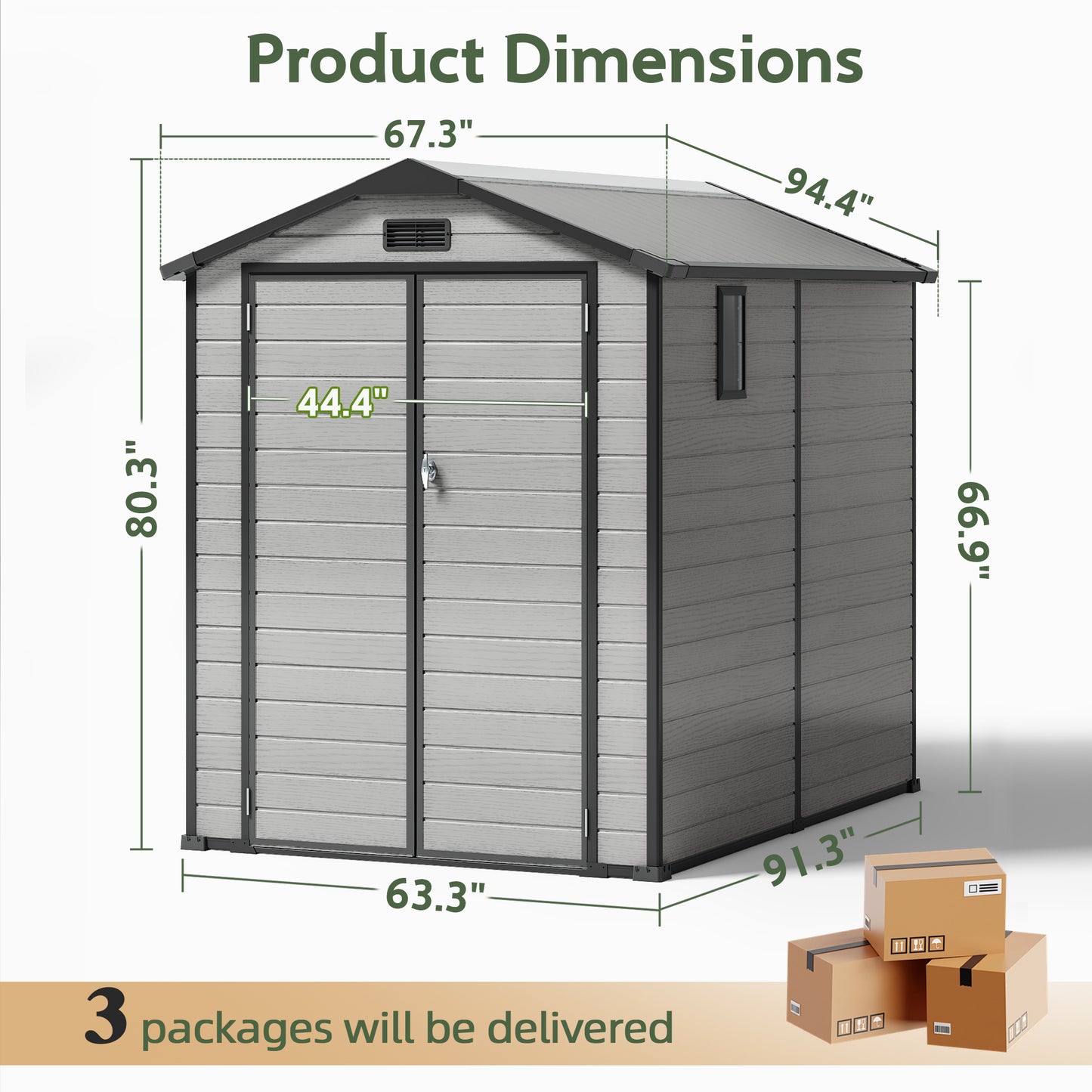 6x8FT Resin Outdoor Storage Shed with Floor, All-Weather Waterproof Plastic Garden Shed for Backyard, Heavy-Duty Storage Shed for Tools, Bikes & Lawn Equipment