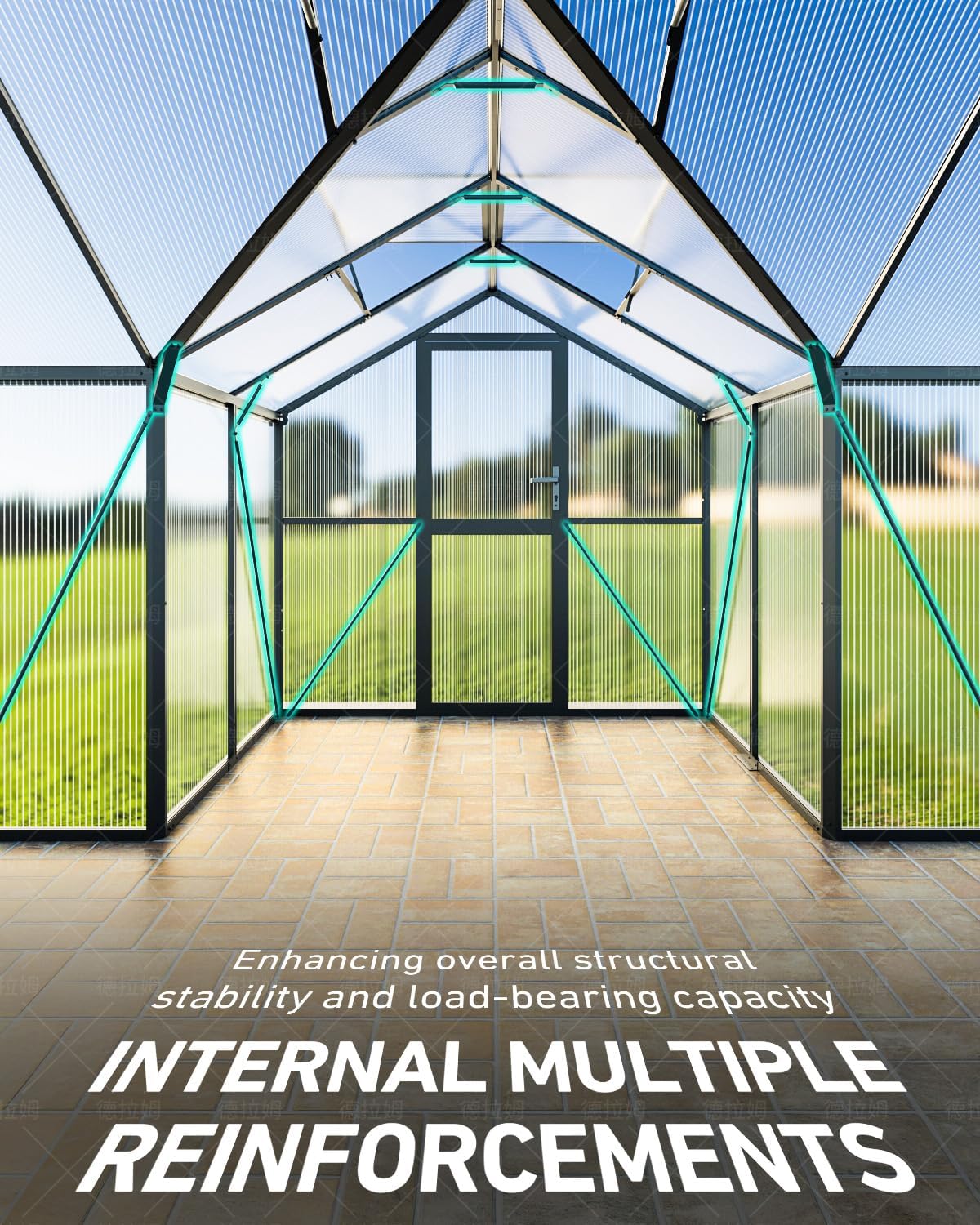 T-Shape Greenhouses, Heavy Duty Greenhouse with UV Protection, Polycarbonate Green House with Windproof Aluminum Frame, Roof Vents & Easy Assembly for Backyard or Garden