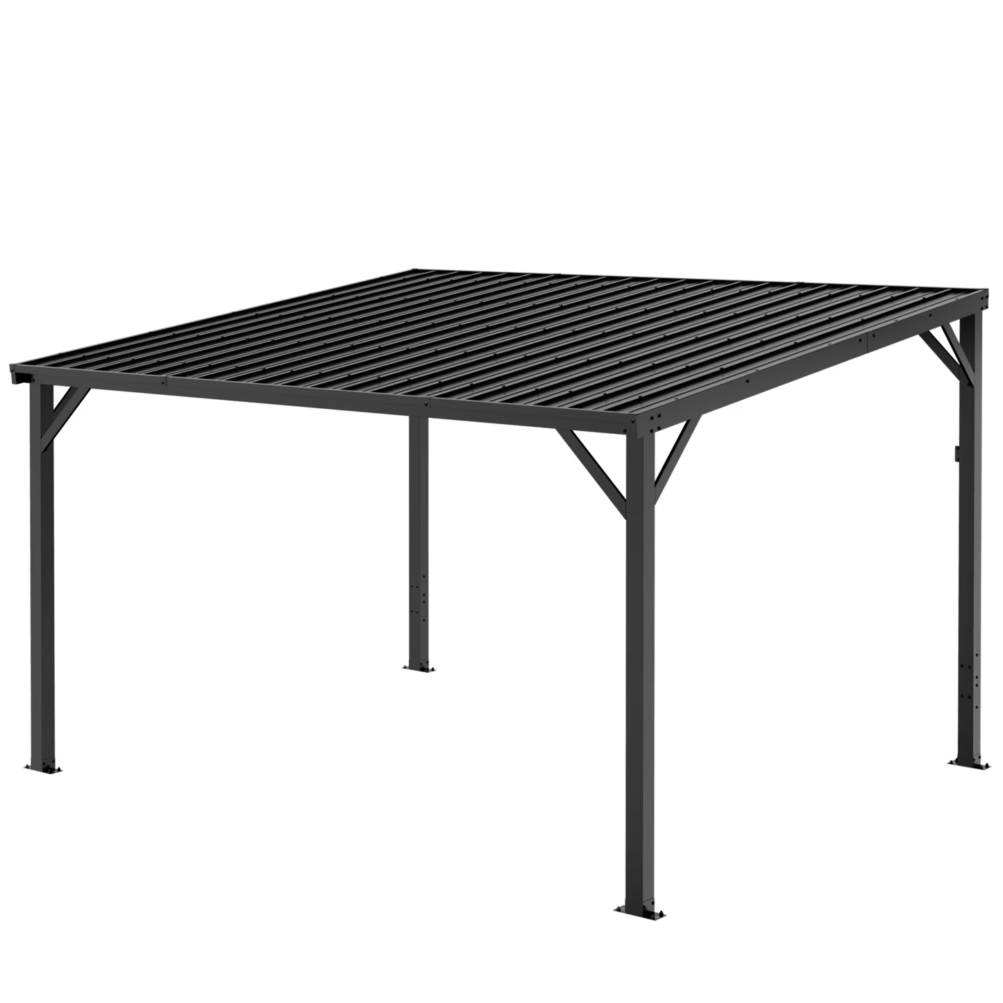 Sylviera 10'x12' Lean-to Hardtop Gazebo, Wall Mount Reinforced Metal Frame, UV Roof, Drainage Channel, Wind Snow Resistant Shelter for Backyard Porch Deck Patio