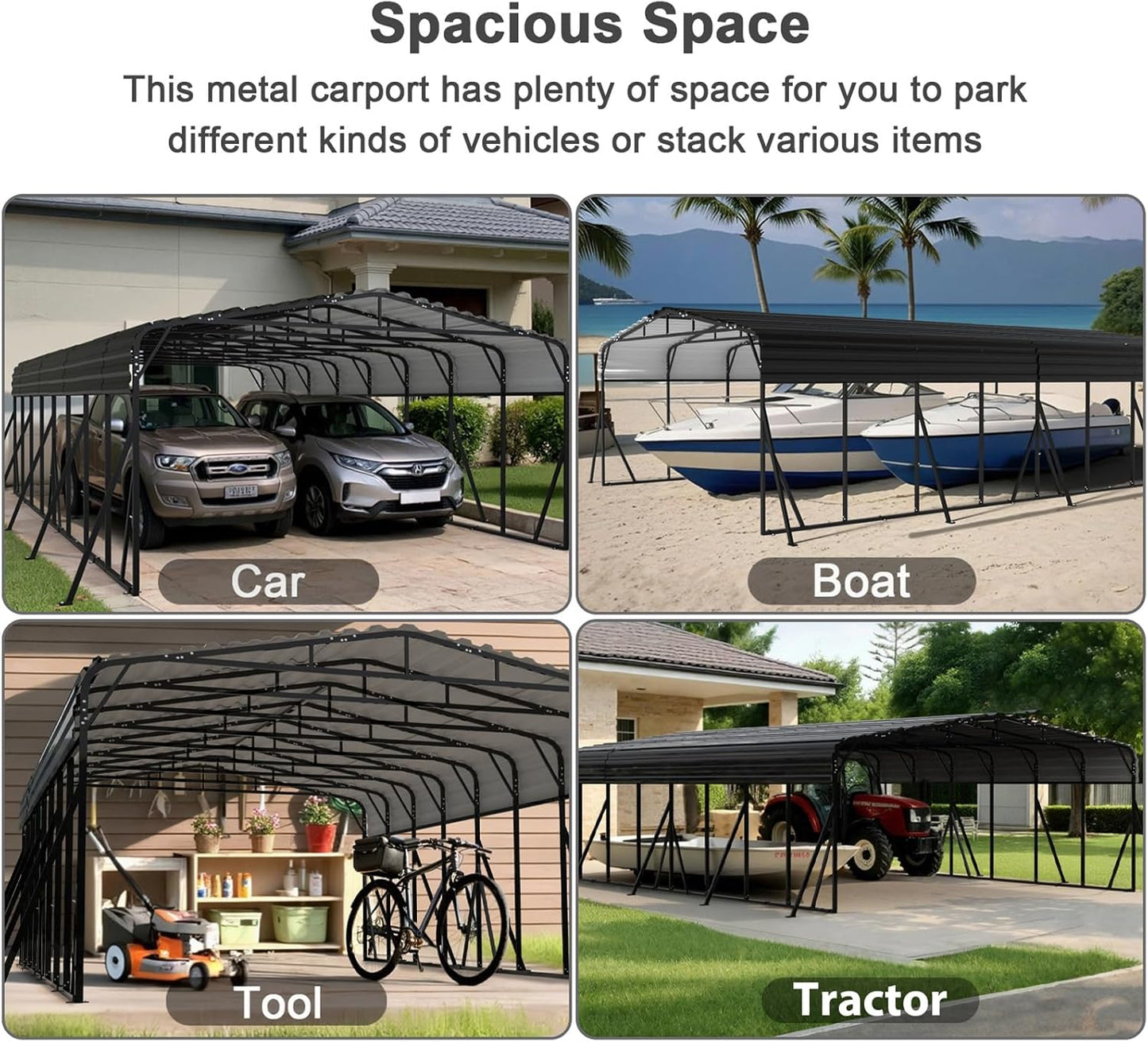 20x40FT Heavy-Duty Metal Carport, Outdoor Car port Canopy with Reinforced Iron Frame, All-Weather Shelter for Cars, Trucks & Boats, Easy Assembly