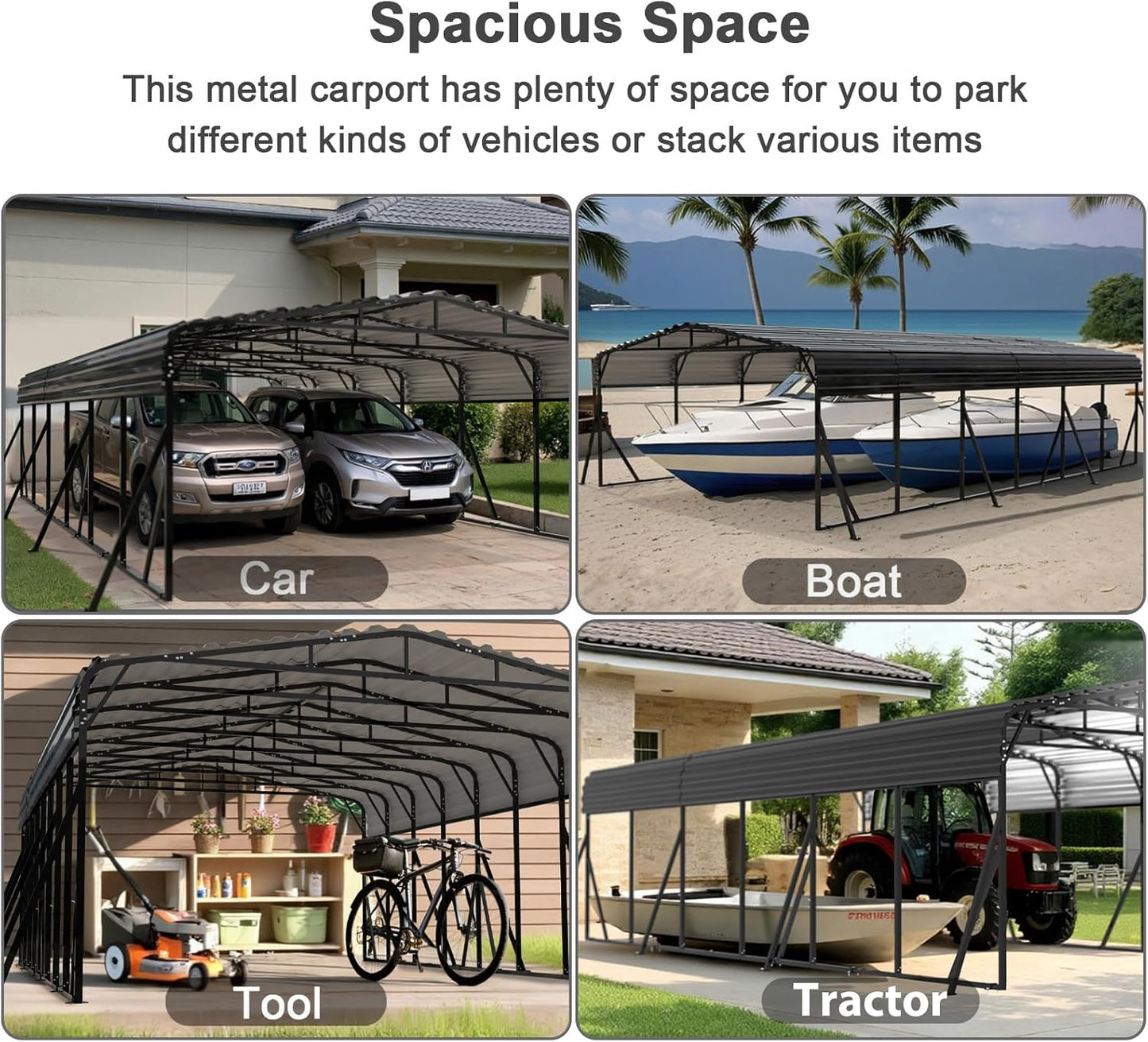 20x30FT Heavy-Duty Metal Carport, Outdoor Car port Canopy with Reinforced Iron Frame, All-Weather Shelter for Cars, Trucks & Boats, Easy Assembly