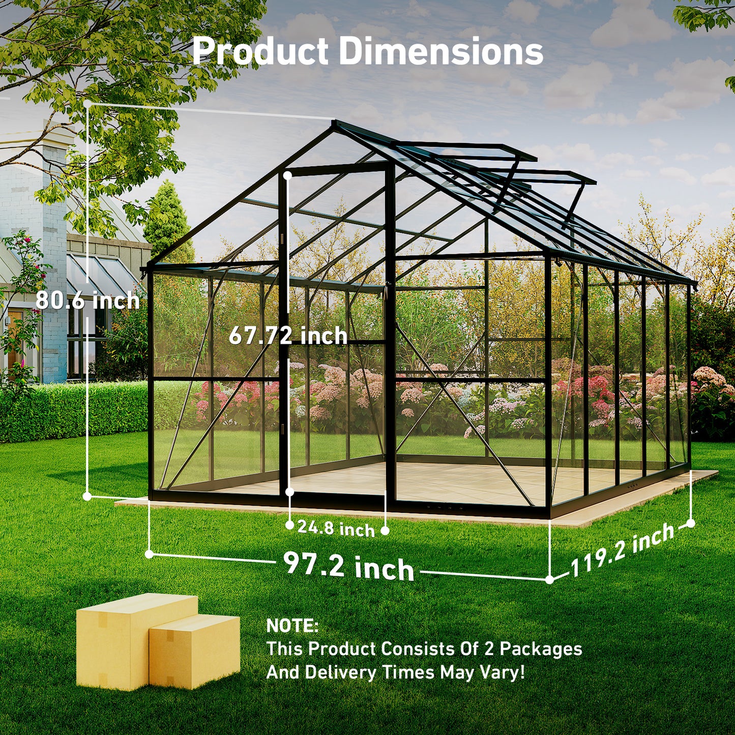 8x10FT Heavy-Duty Greenhouse with Reinforced Aluminum Frame & High-Transparency PC Panels, Walk-in Green House with Quick-Installation Structure for Outdoor Garden