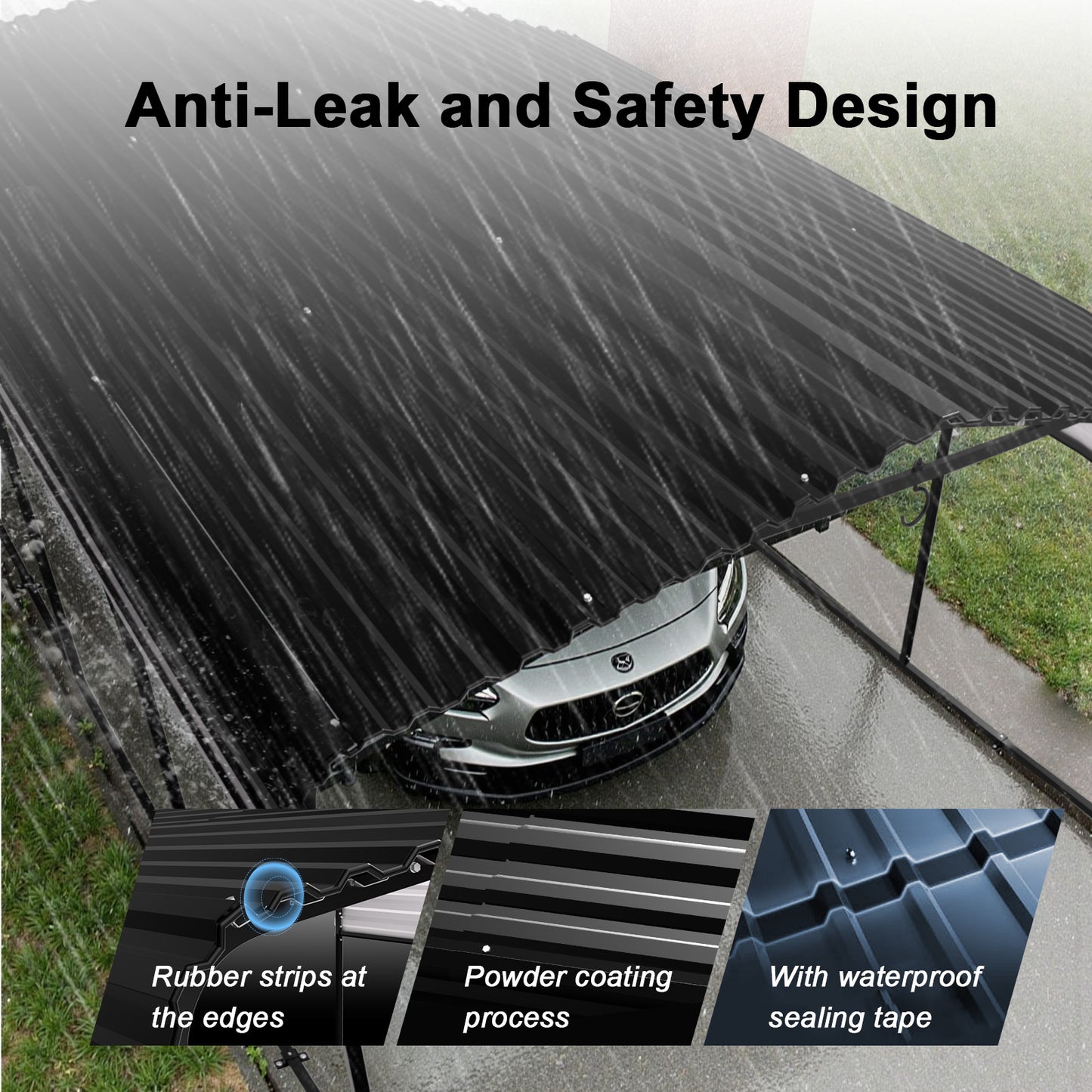 10x15FT Heavy-Duty Metal Carport, Outdoor Car port Canopy with Reinforced Iron Frame, All-Weather Shelter for Cars, Trucks & Boats, Easy Assembly