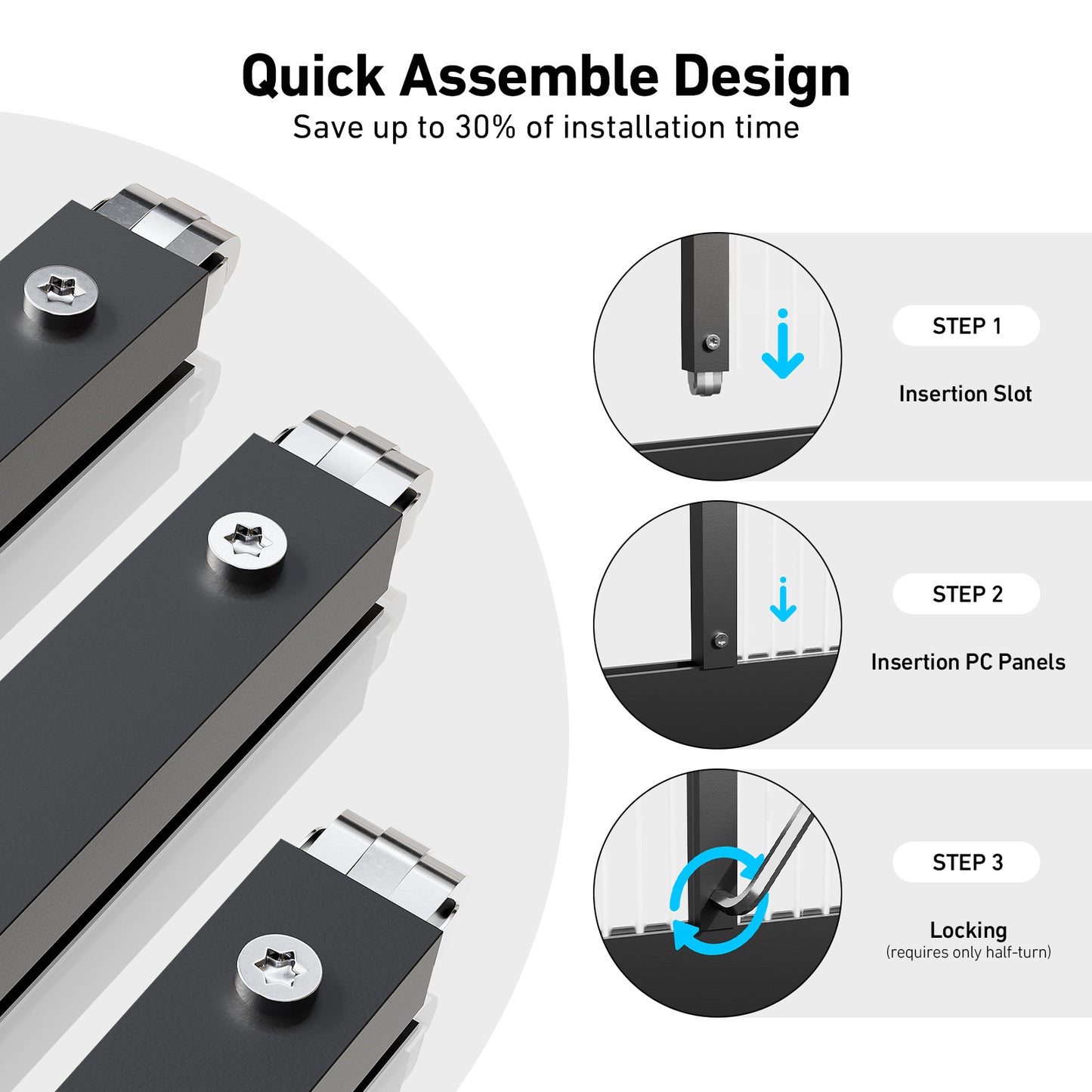 8×14FT Outdoor Walk-in Greenhouse, Heavy-Duty Polycarbonate Greenhouse with Reinforced Aluminum Frame for Garden, Backyard, or Winter Planting