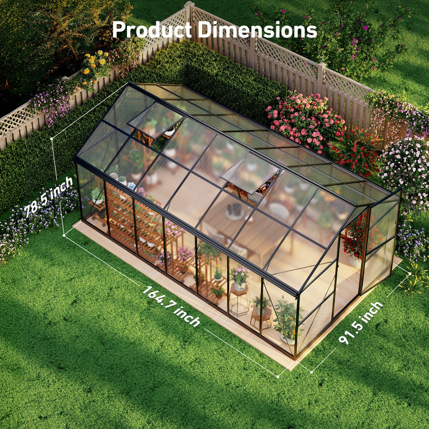 8×14FT Outdoor Walk-in Greenhouse, Heavy-Duty Polycarbonate Greenhouse with Reinforced Aluminum Frame for Garden, Backyard, or Winter Planting