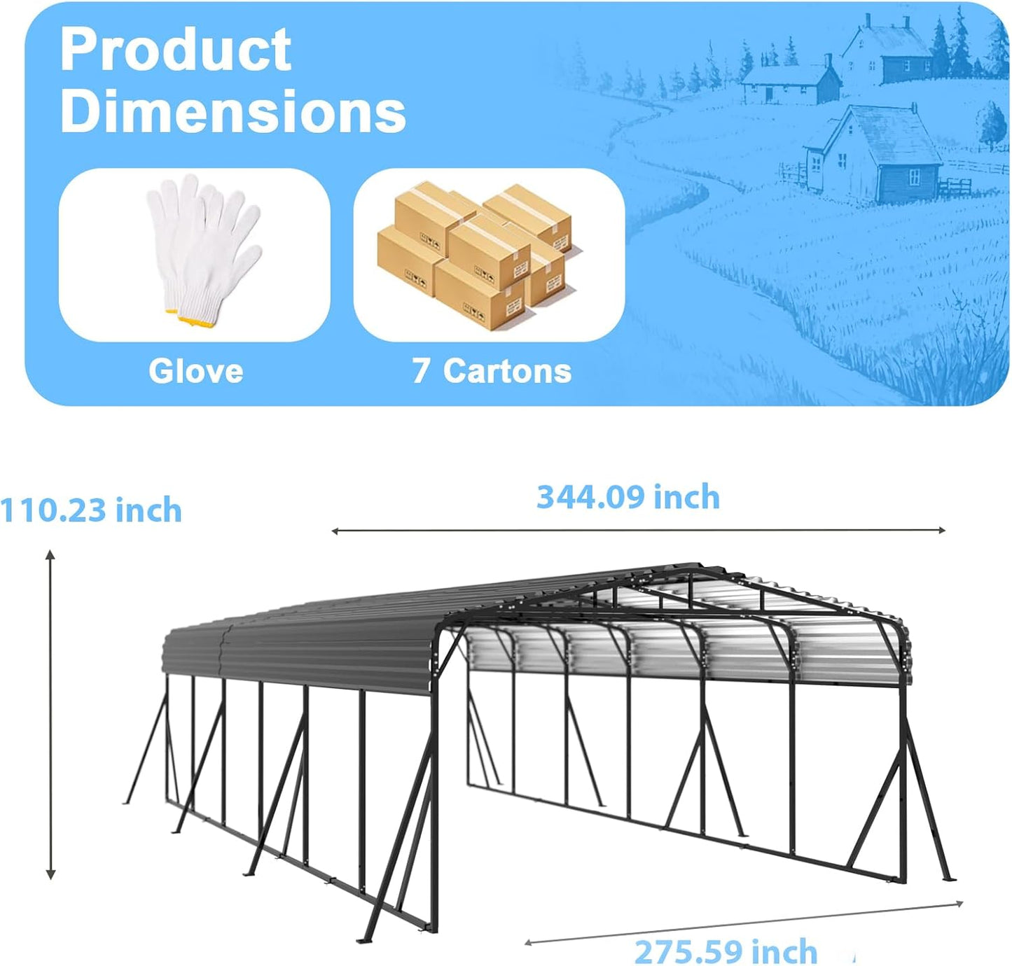 20x30FT Heavy-Duty Metal Carport, Outdoor Car port Canopy with Reinforced Iron Frame, All-Weather Shelter for Cars, Trucks & Boats, Easy Assembly