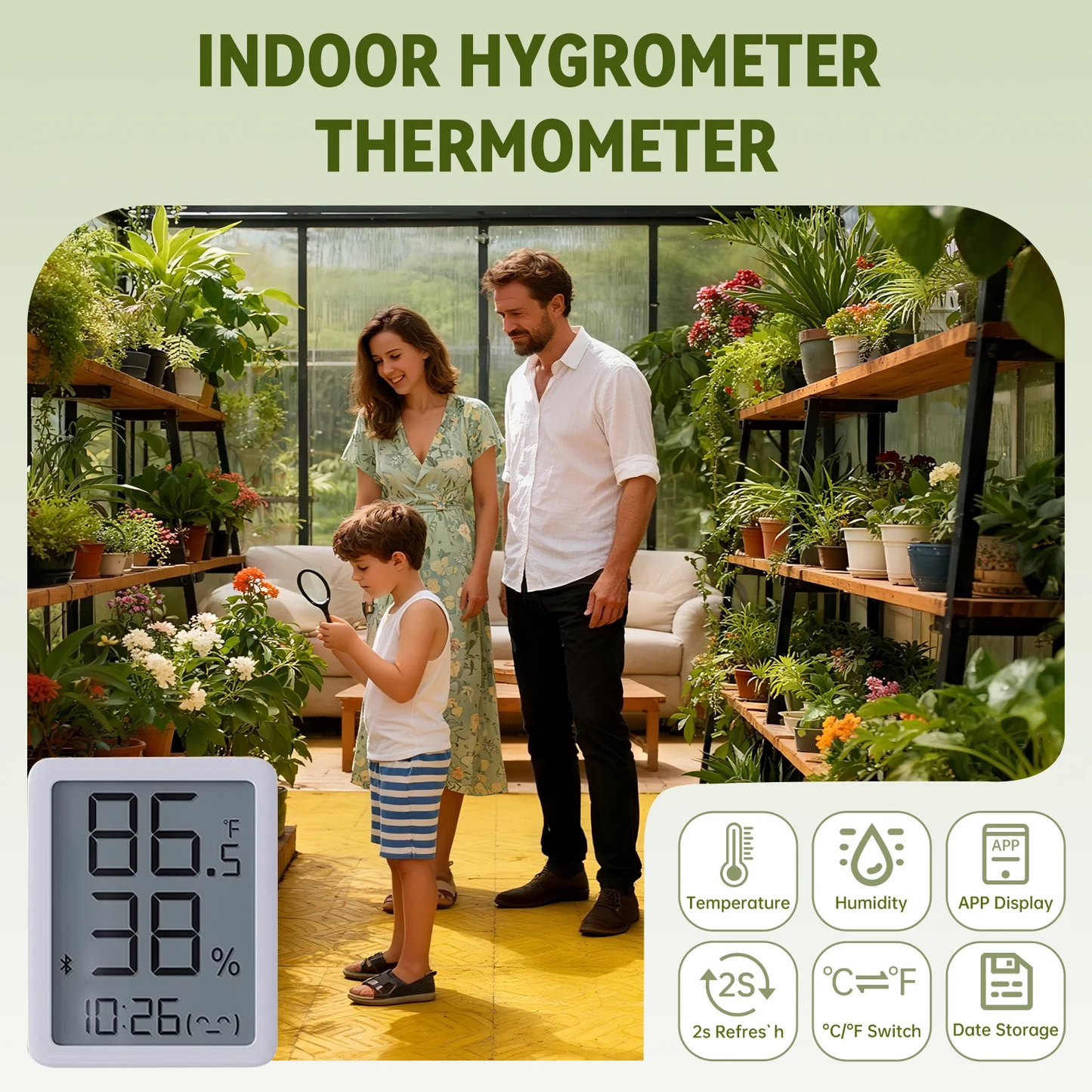 Sylviera 6x10ft Outdoor Walk-in Greenhouse with Thermometer Hygrometer, Heavy-Duty Polycarbonate Green House with Reinforced Aluminum Frame for Garden, Backyard, and Winter Planting