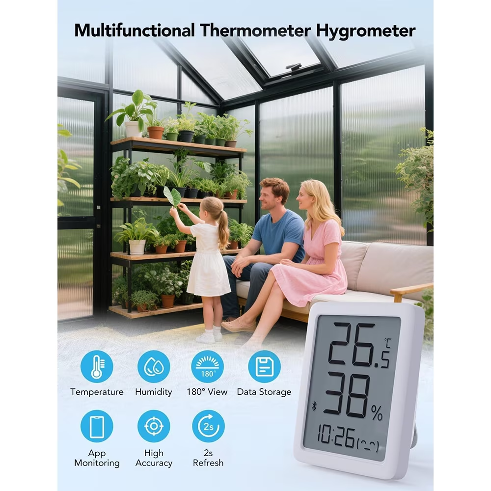 Sylviera 8x8ft Outdoor Walk-in Greenhouse with Thermometer Hygrometer, Heavy-Duty Polycarbonate Green House with Reinforced Aluminum Frame for Garden, Backyard, and Winter Planting
